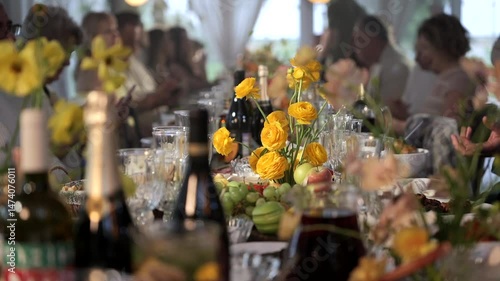 Celebration Dinner Crystal Glasses, Laughter & Floral Details