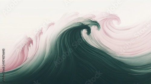 A painted abstract wave showing dark teal and pink hues