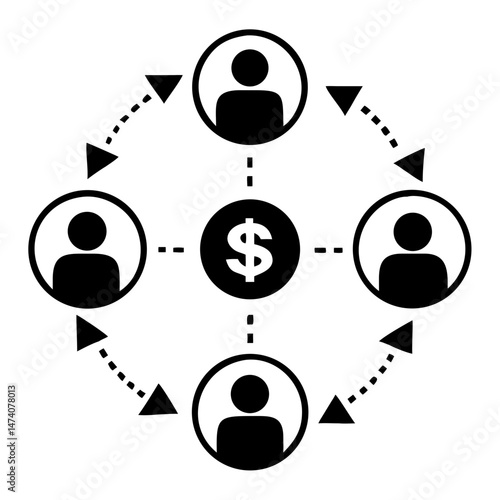 Simple peer to peer payment silhouette design vector illustration in black color