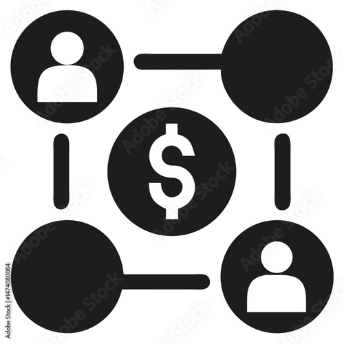 Illustrative silhouette design representing peer to peer payment and financial transactions