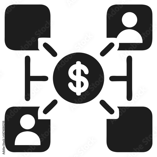 Peer to peer payment silhouette design representing money transfer concept in modern style