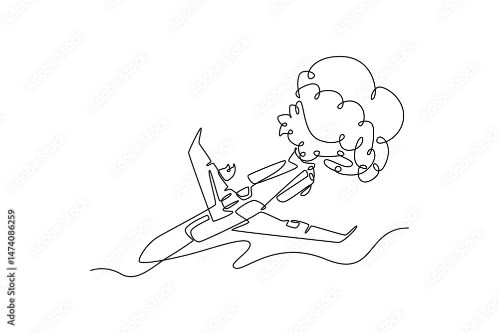 Fototapeta premium Plane Crash concept. Full length animation illustration. High quality&nbsp;4k&nbsp;footage