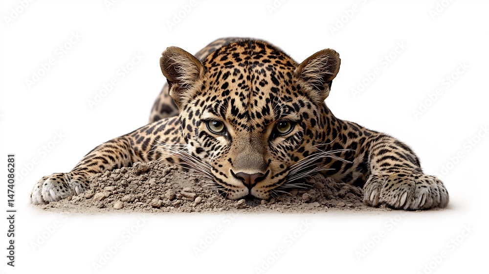 Fototapeta premium Leopard resting on a pile of dirt