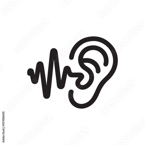Auditory Perception Icon: Sound Wave and Ear