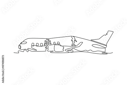  Plane Crash concept. Full length animation illustration. High quality 4k footage