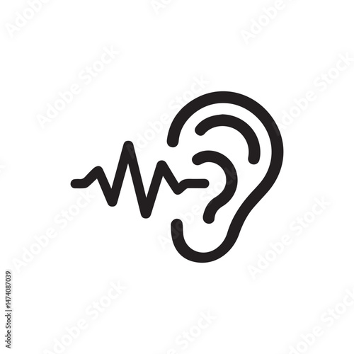 Auditory Perception Icon: Sound Wave and Ear