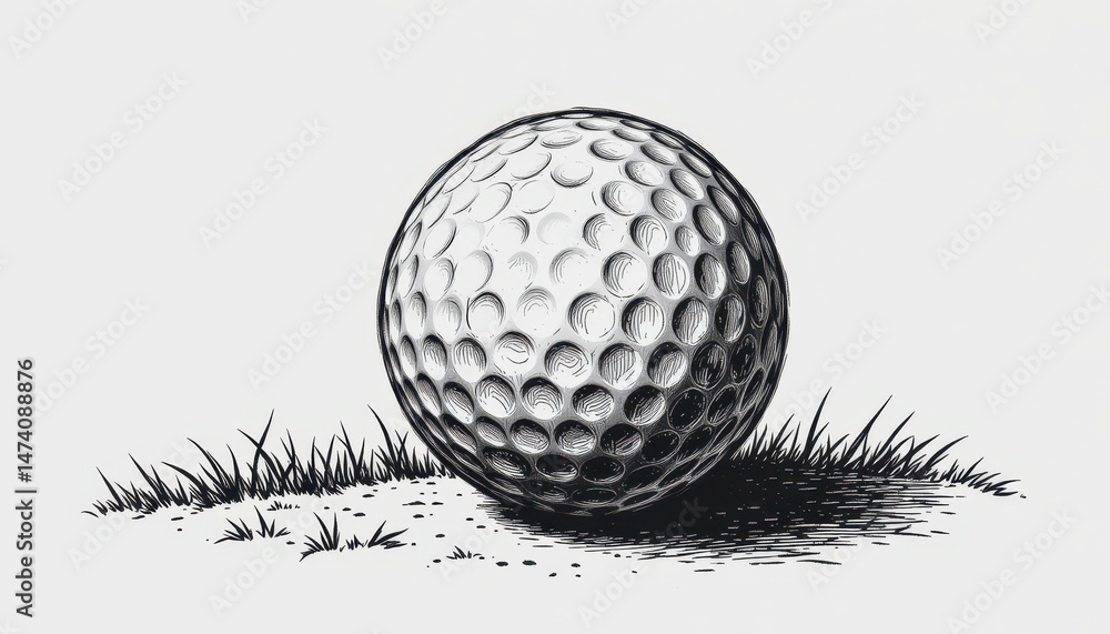 Fototapeta premium png engraved style hand drawn golf ball illustration isolated on white background vintage etching style detailed sketch for product packaging poster print branding design