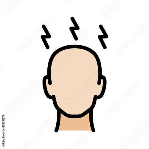 Dizziness color icon. Man with dizziness symptom of migraine, high blood pressure, cold, flu, stress, fatigue and other symptoms. Vector illustration isolated.