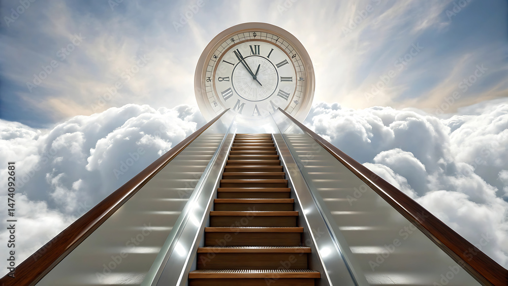 Fototapeta premium Surreal staircase leading into the sky