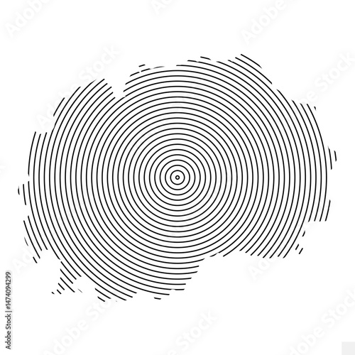Vector Illustration of Abstract Map of North Macedonia With Spiral Lines Isolated On White background
