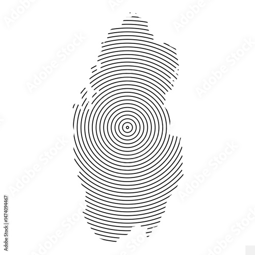 Vector Illustration of Abstract Map of Qatar With Spiral Lines Isolated On White background
