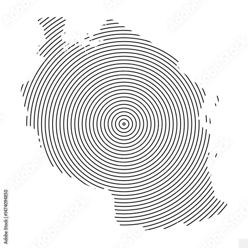 Vector Illustration of Abstract Map of Tanzania With Spiral Lines Isolated On White background
