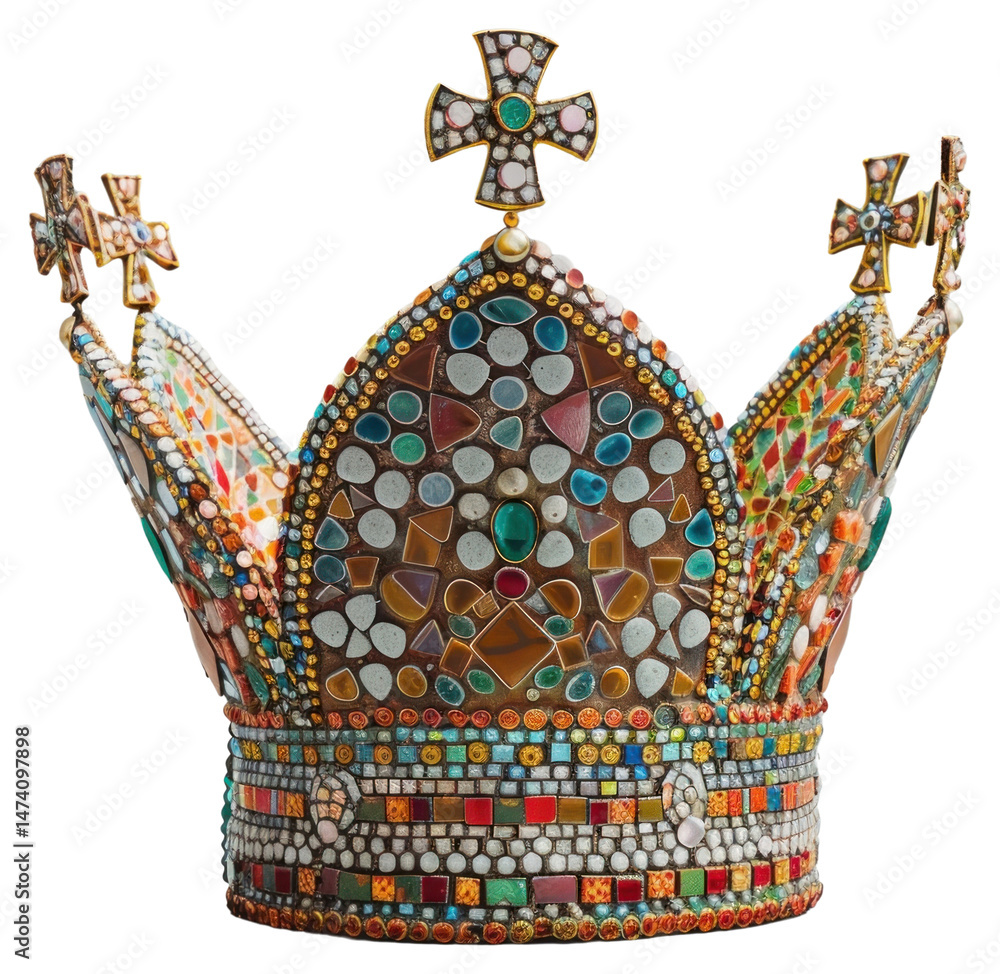 Naklejka premium Colorful ornate jeweled crown