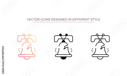 Liberty Bell icon design with white background stock illustration