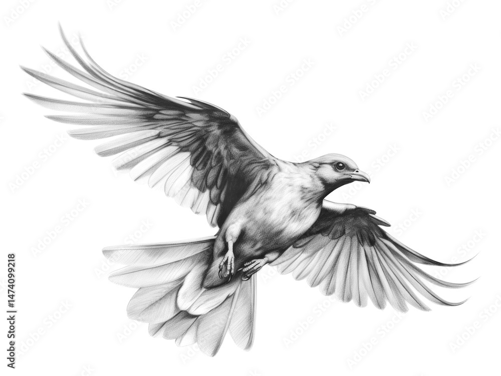 Obraz premium PNG Flying bird drawing animal sketch.
