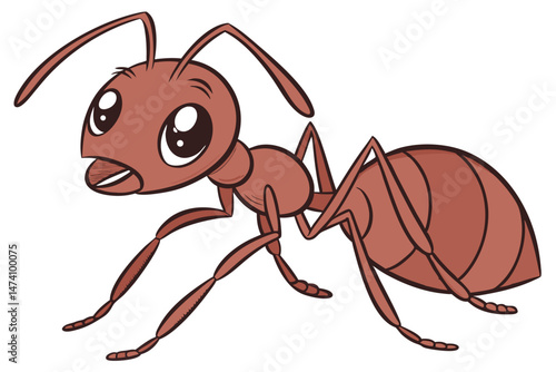 132 ant, insect, arthropod, red, cartoon-style, large eyes, detailed texture, photorealistic, dynamic pose, 3D render