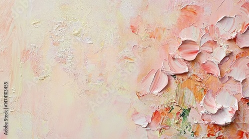 Soft Pink Abstract Painting with Delicate Floral Texture and Subtle Color Gradients