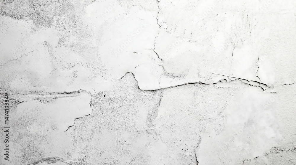 Fototapeta premium Minimalist light gray concrete texture with distinct cracks and marks for modern design applications