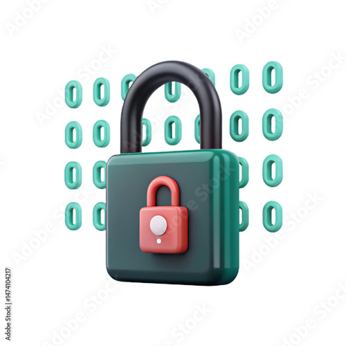 Colorful modern padlock design with digital elements for security concepts