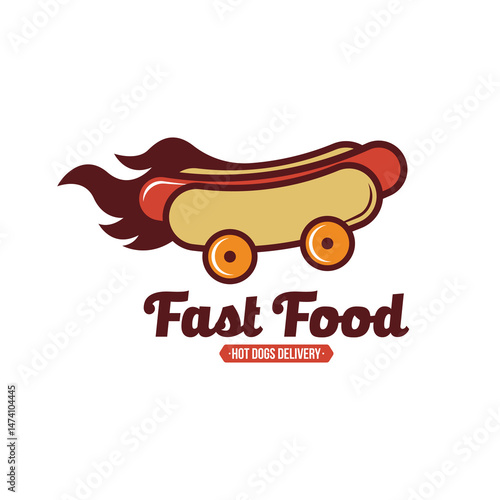 Hotdog fastfood logo design template