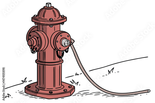 133 fire hydrant, red fire hydrant, fire hydrant with water connections, industrial equipment, urban infrastructure, emergency equipment, metal object, cylindrical shape, valve, hose connections, safe