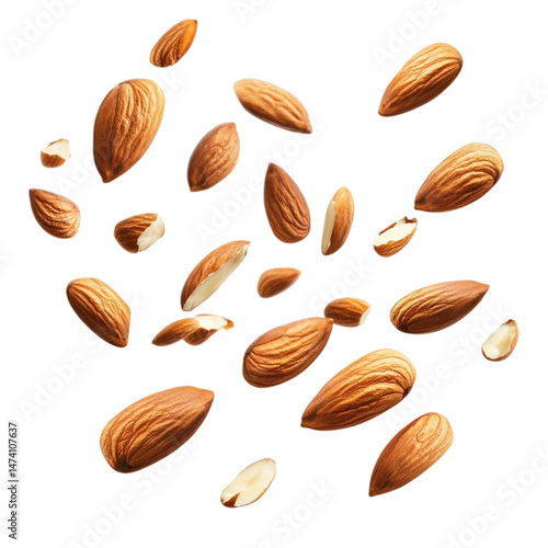 Wallpaper Mural Almonds falling colorful background healthy snack food nutrition Torontodigital.ca
