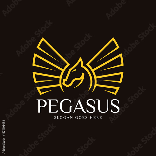 Pegasus horse logo design template