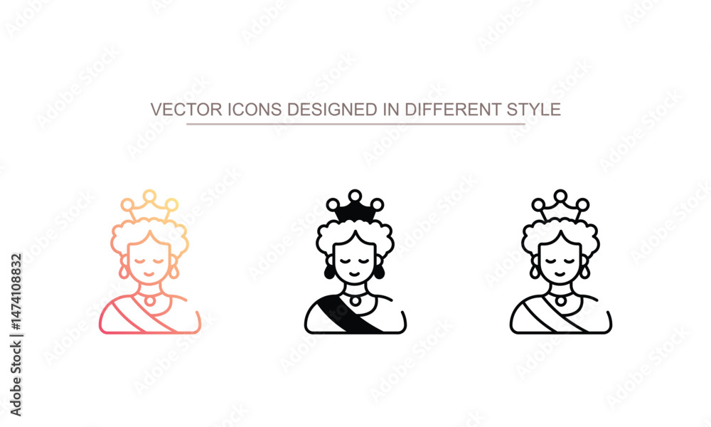 Naklejka premium Queen icon design with white background stock illustration
