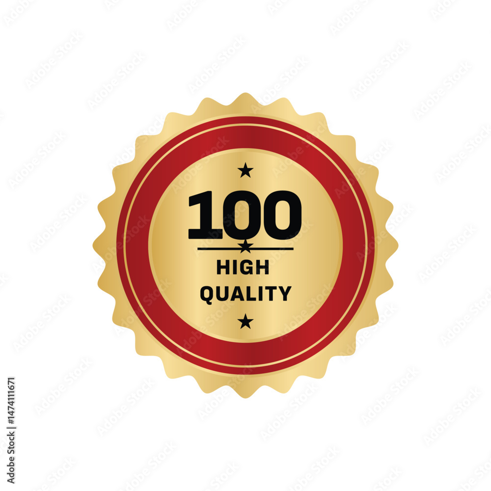 Gold Red Seal 100 High Quality Guarantee Award Badge Gold Red Seal 100 High Quality Guarantee Award Badge