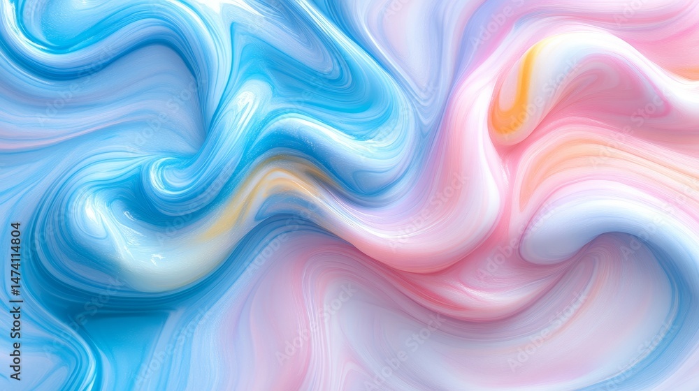 Fototapeta premium Abstract Pastel Wavy Swirls A Gentle Fluid Gradient Background Design for Creative Projects