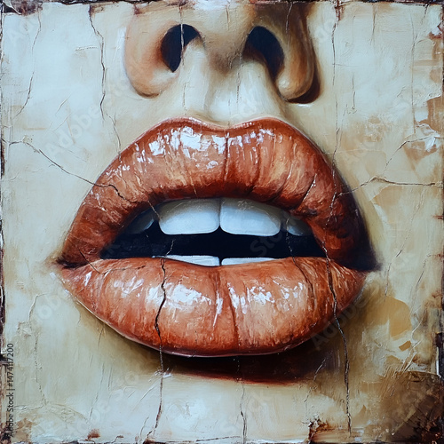 Textured Brown Lips with Rustic Artistic Style