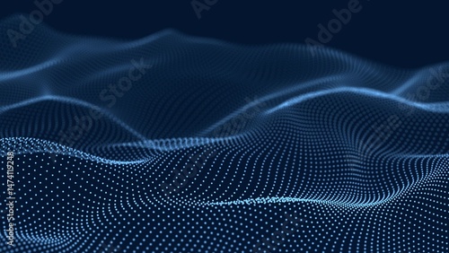Digital technology background. Dynamic wave of glowing points. Futuristic background for presentation design. 3d rendering.	