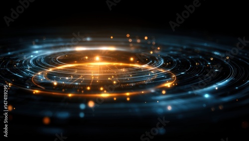 Abstract light rings futuristic background