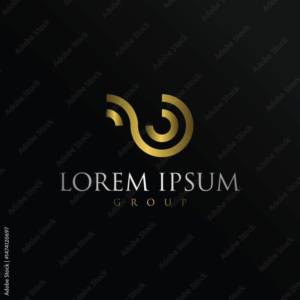Fototapeta premium Monogram gold letter W logo design template