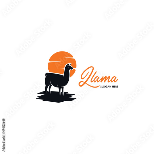 Llama animal mamal logo design template