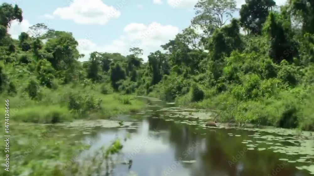 Lush Amazonian River View Scenery Tropical Biodiversity Lush Amazonian River View Scenery Tropical Biodiversity
