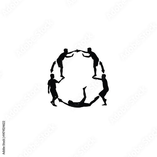 a man intentionally repeat activities on repeat day silhouette on white background