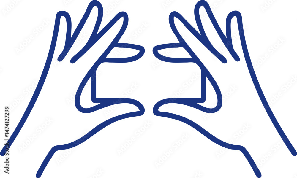 Obraz premium Dark Blue Hands Framing View Icon