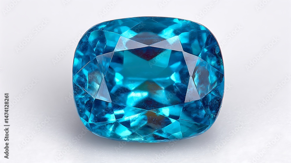 Fototapeta premium Dazzling Blue Topaz Gemstone with Cushion Cut, and Jewelry.