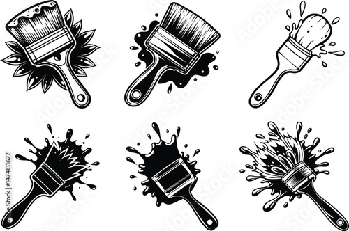 Drawing of Paint Brush Tool for Art and Design Works