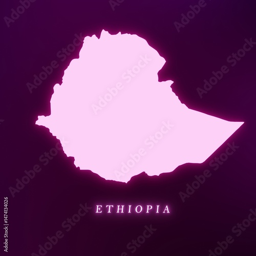 Ethiopia map outline isolated on dark background 