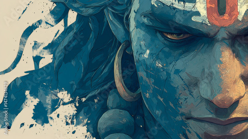 Modern artistic representation of lord shiva urban landscape digital art contemporary style
