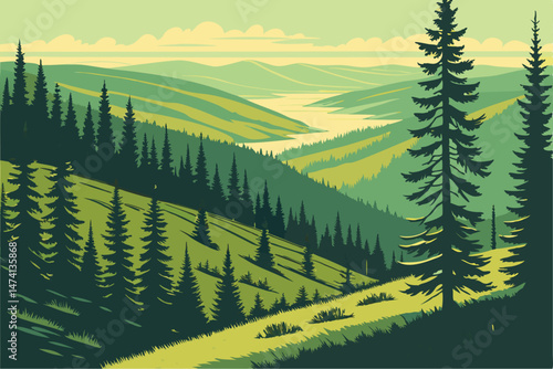 139 evergreen forest, dense pine trees, lush green vegetation, rolling hills, aerial view of canadian landscape, stunning natural scenery, detailed landscape, dramatic lighting, photorealistic, ultra 