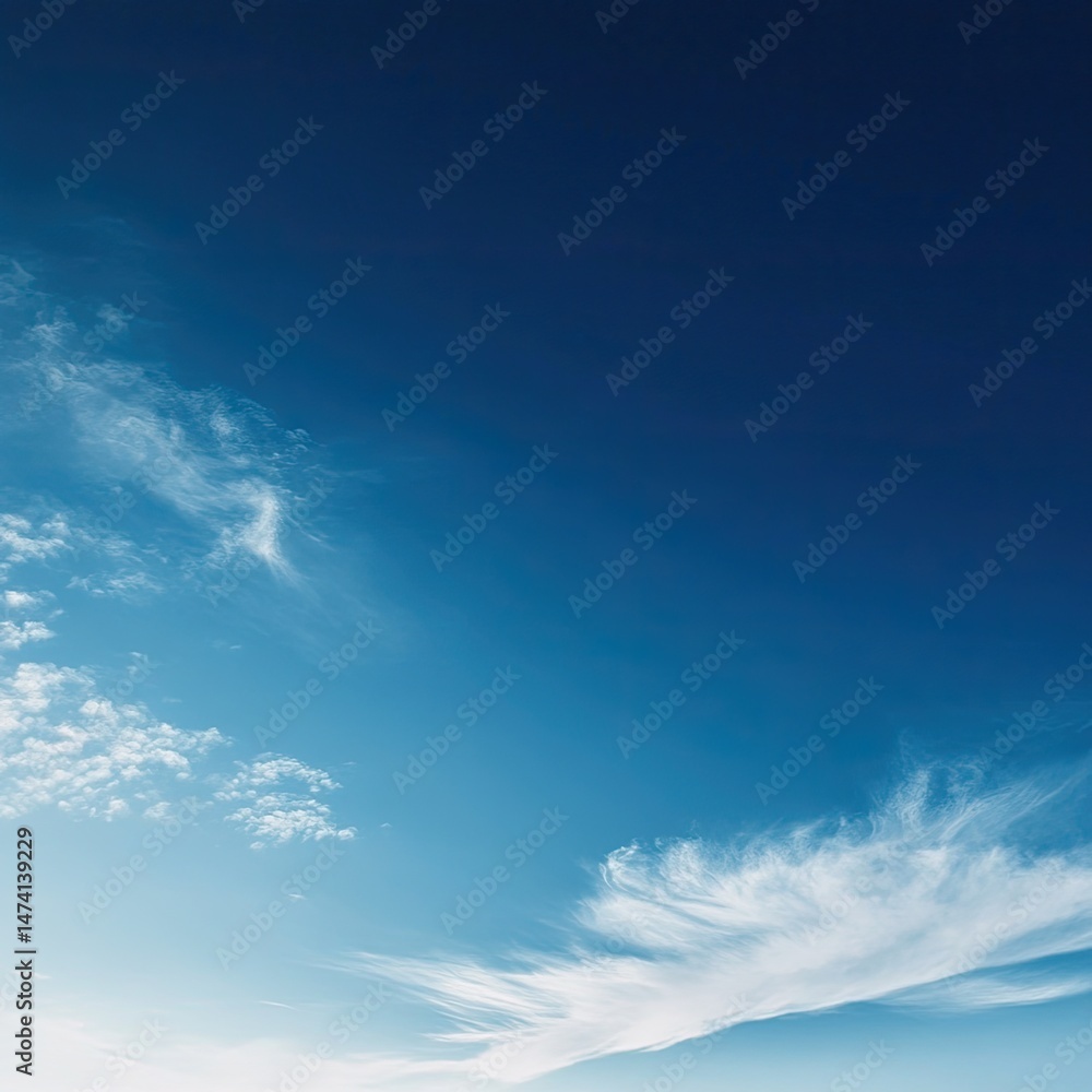 Obraz premium Vast blue sky with soft white clouds