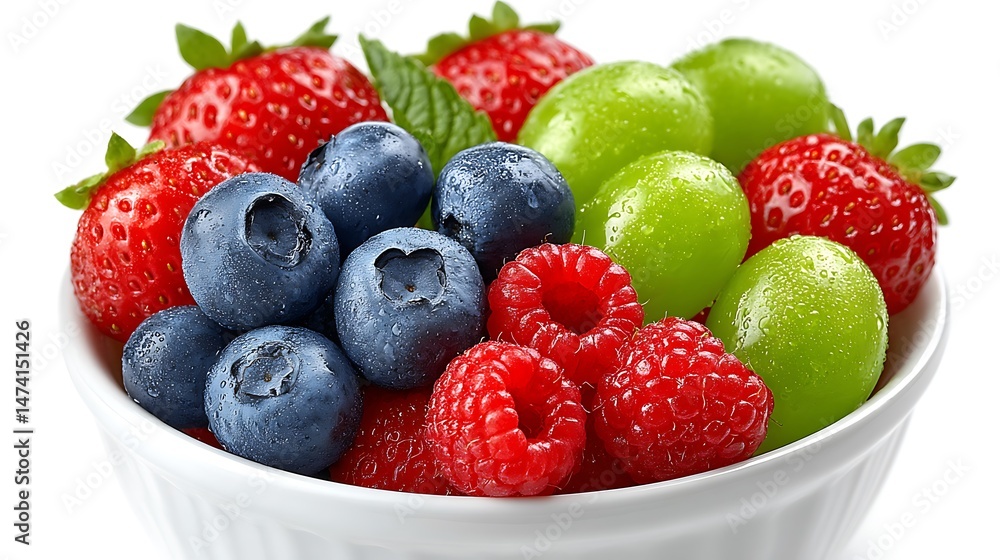 Fresh Berry Bowl Strawberries with Blueberries, and Raspberries Grapes. Fresh Berry Bowl Strawberries with Blueberries, and Raspberries Grapes.