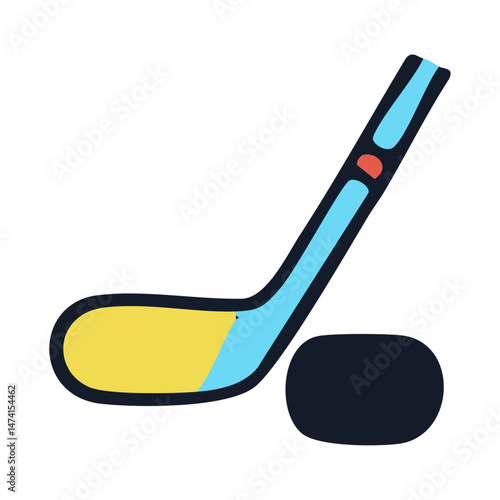  Ice Hockey Icon - Stick, Puck, and Rink Vector Illustration