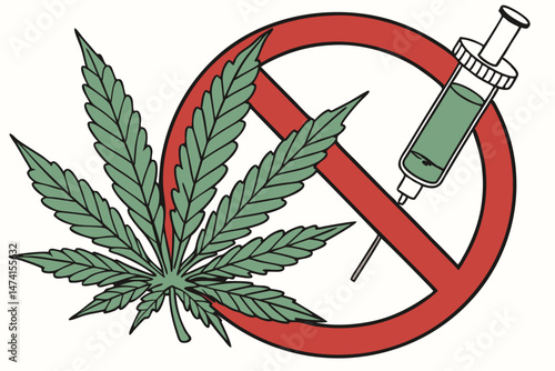 129 medical cannabis prohibition symbol, cannabis leaf, red circle prohibition sign, stop sign, forbidden sign