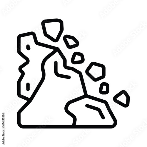 A slope with falling rocks, symbolizing landslide warnings