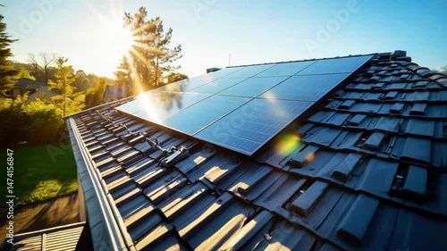 Solar panels on the roof absorbed sunlight efficiently, providing clean energy for the entire house.
