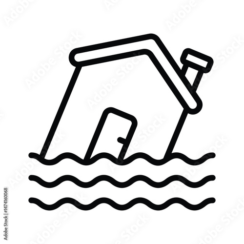 A house submerged in water, representing flooding or natural disasters.